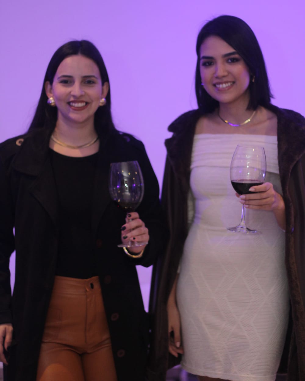Convidadas com taças de vinho no O Conselho